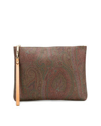 braune Clutch Handtasche mit Paisley-Muster