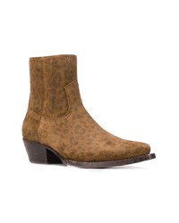 braune Cowboystiefel aus Wildleder von Saint Laurent