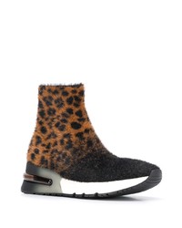 braune elastische Stiefeletten mit Leopardenmuster von Ash