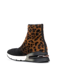 braune elastische Stiefeletten mit Leopardenmuster von Ash