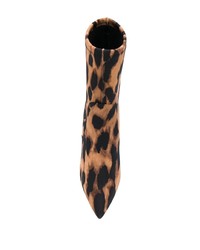 braune elastische Stiefeletten mit Leopardenmuster von Stuart Weitzman