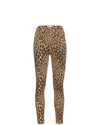 braune enge Jeans mit Leopardenmuster