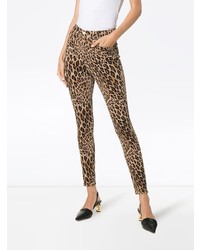 braune enge Jeans mit Leopardenmuster von Frame Denim