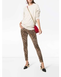 braune enge Jeans mit Leopardenmuster von Frame Denim