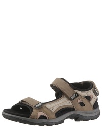 braune flache Sandalen aus Leder von Be Mega