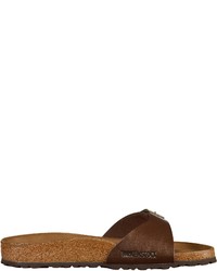 braune flache Sandalen aus Leder von Birkenstock