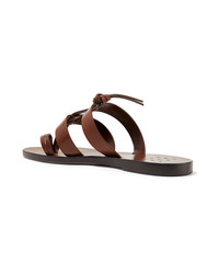 braune flache Sandalen aus Leder von Trademark