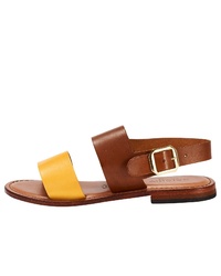 braune flache Sandalen aus Leder von CRICKIT