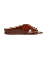 braune flache Sandalen aus Leder von Gabriela Hearst