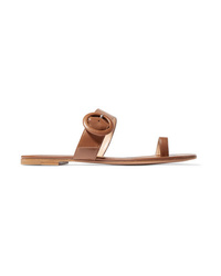 braune flache Sandalen aus Leder von Gianvito Rossi