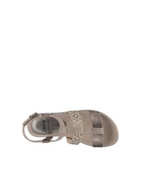 braune flache Sandalen aus Leder von Jana