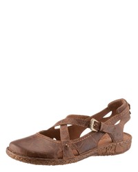 braune flache Sandalen aus Leder von Josef Seibel