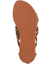 braune flache Sandalen aus Leder von Laura Vita