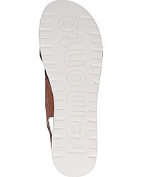braune flache Sandalen aus Leder von Remonte