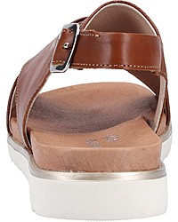 braune flache Sandalen aus Leder von Remonte