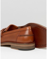 braune Leder Slipper mit Fransen von Asos