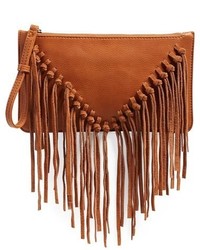 braune Wildleder Clutch mit Fransen