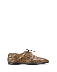 braune geflochtene Leder Derby Schuhe von Dolce & Gabbana