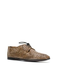 braune geflochtene Leder Derby Schuhe von Dolce & Gabbana