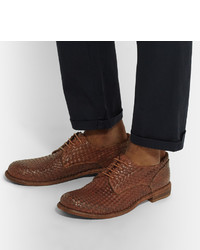 braune geflochtene Leder Derby Schuhe von Officine Creative