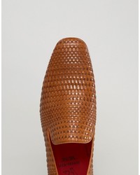 braune geflochtene Leder Slipper von Jeffery West