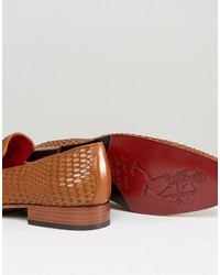 braune geflochtene Leder Slipper von Jeffery West