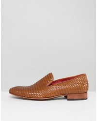 braune geflochtene Leder Slipper von Jeffery West