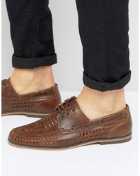 braune geflochtene Schuhe aus Leder von Asos