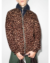 braune Harrington-Jacke mit Leopardenmuster von Sacai