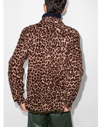 braune Harrington-Jacke mit Leopardenmuster von Sacai