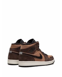 braune hohe Sneakers aus Leder von Jordan