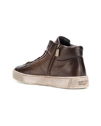 braune hohe Sneakers aus Leder von Santoni