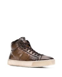 braune hohe Sneakers aus Leder von Santoni