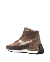 braune hohe Sneakers aus Leder von Diadora