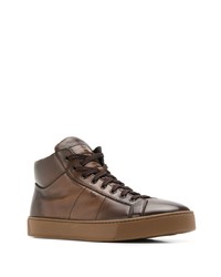 braune hohe Sneakers aus Leder von Santoni