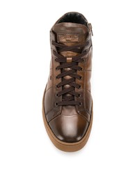 braune hohe Sneakers aus Leder von Santoni