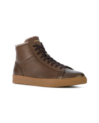 braune hohe Sneakers aus Leder von Henderson Baracco