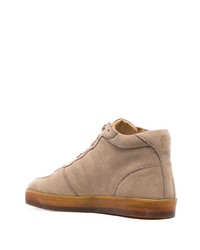 braune hohe Sneakers aus Leder von Brunello Cucinelli