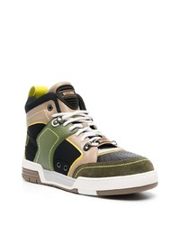 braune hohe Sneakers aus Leder von Moschino