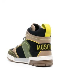 braune hohe Sneakers aus Leder von Moschino