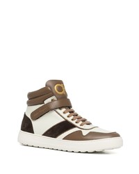 braune hohe Sneakers aus Leder von Salvatore Ferragamo