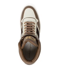 braune hohe Sneakers aus Leder von Salvatore Ferragamo