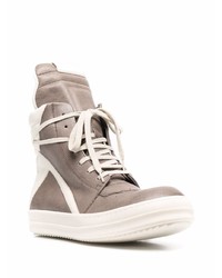 braune hohe Sneakers aus Leder von Rick Owens