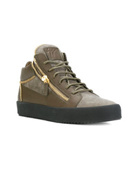 braune hohe Sneakers aus Leder von Giuseppe Zanotti Design