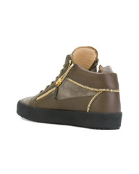 braune hohe Sneakers aus Leder von Giuseppe Zanotti Design