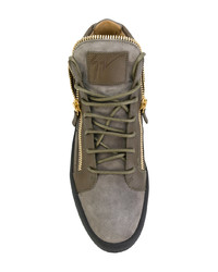 braune hohe Sneakers aus Leder von Giuseppe Zanotti Design