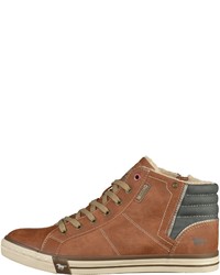 braune hohe Sneakers aus Leder von Mustang