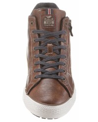 braune hohe Sneakers aus Leder von Mustang Shoes
