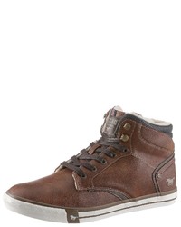 braune hohe Sneakers aus Leder von Mustang Shoes