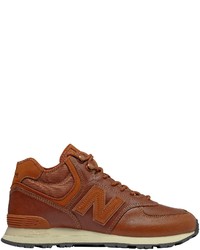 braune hohe Sneakers aus Leder von New Balance